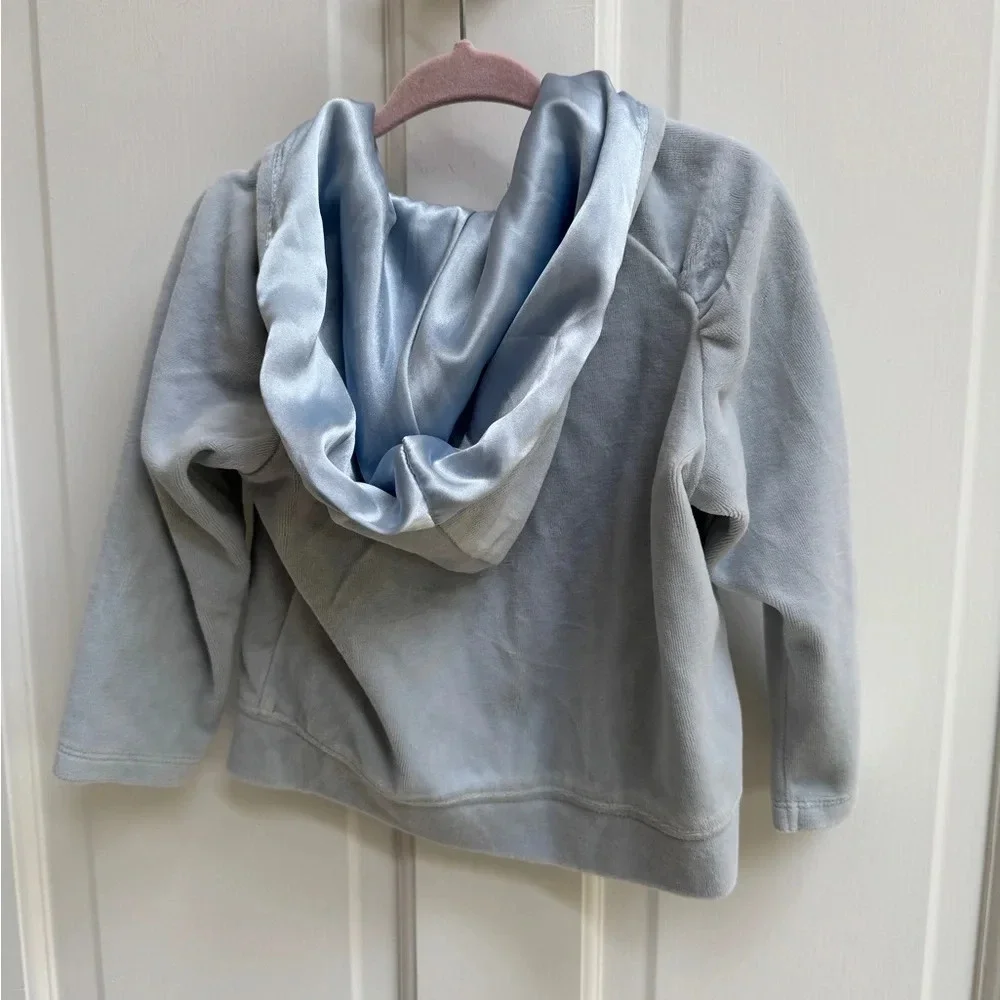 Gymboree 3T Girls Blue Velour Zip-Up Hoodie Sweatshirt Casual Blood Hound Dog